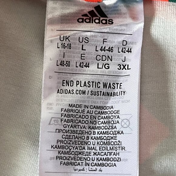 Adidas x Farm Rio Biker Bike Shorts Women's Size LARGE L Tropical Green Orange - Picture 7 of 9